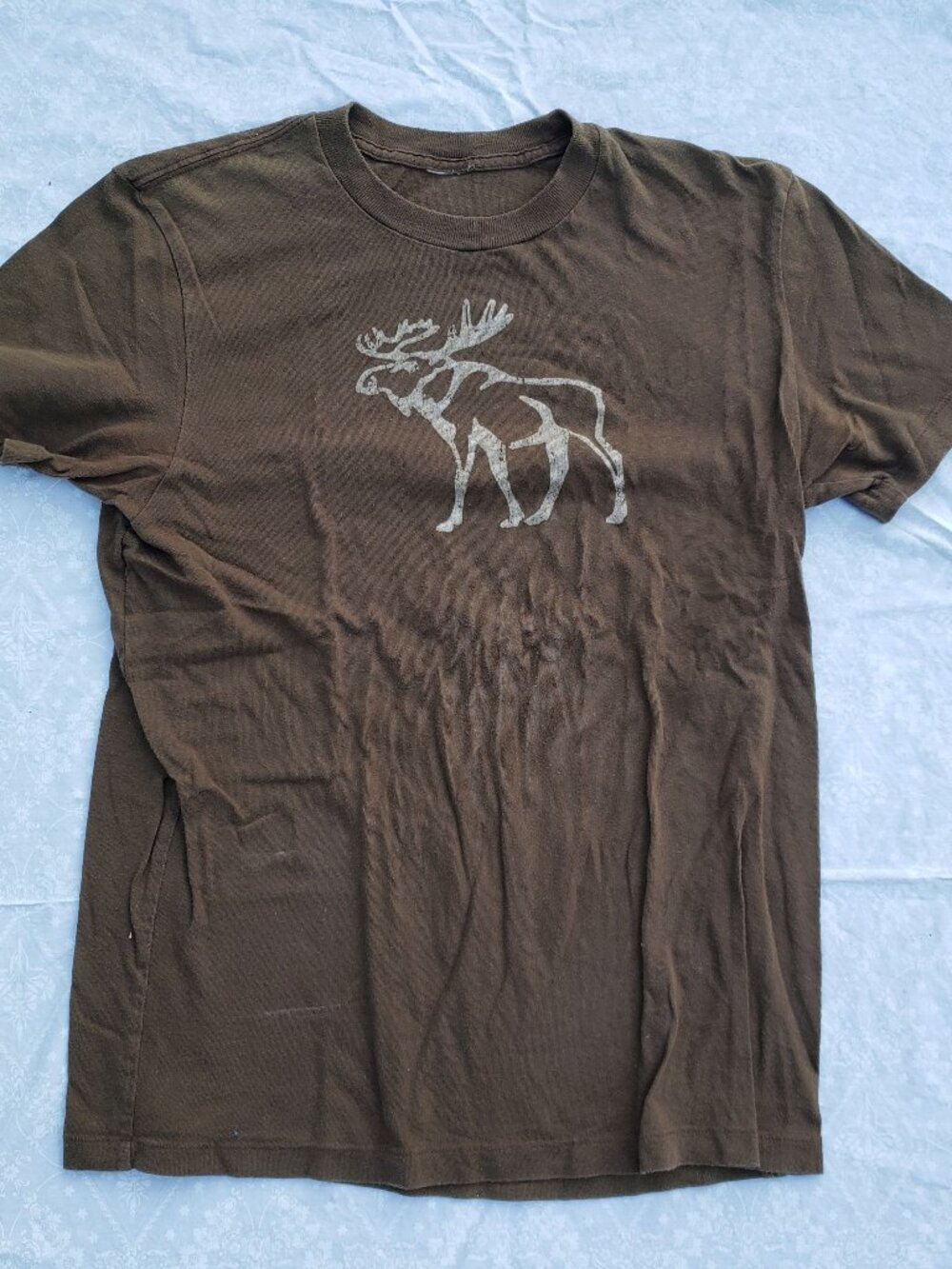 Abercrombie Fitch Brown Cotton Short Sleeve Shirt - Adult Medium/Youth XL